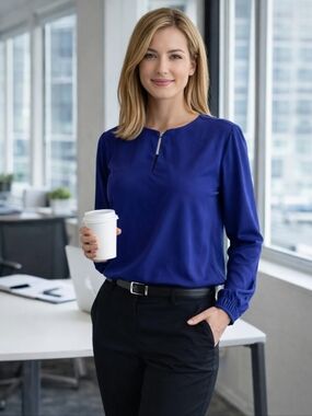 Women's Royal Blue Long-Sleeve Blouse